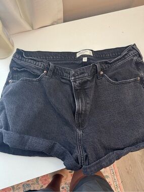 Abercrombie & Fitch Black Rolled-Hem Denim Shorts